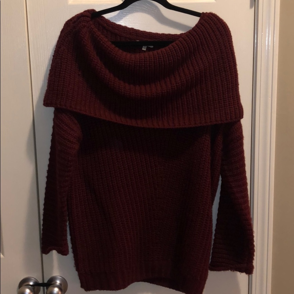 Burgundy off the shoulder boutique sweater